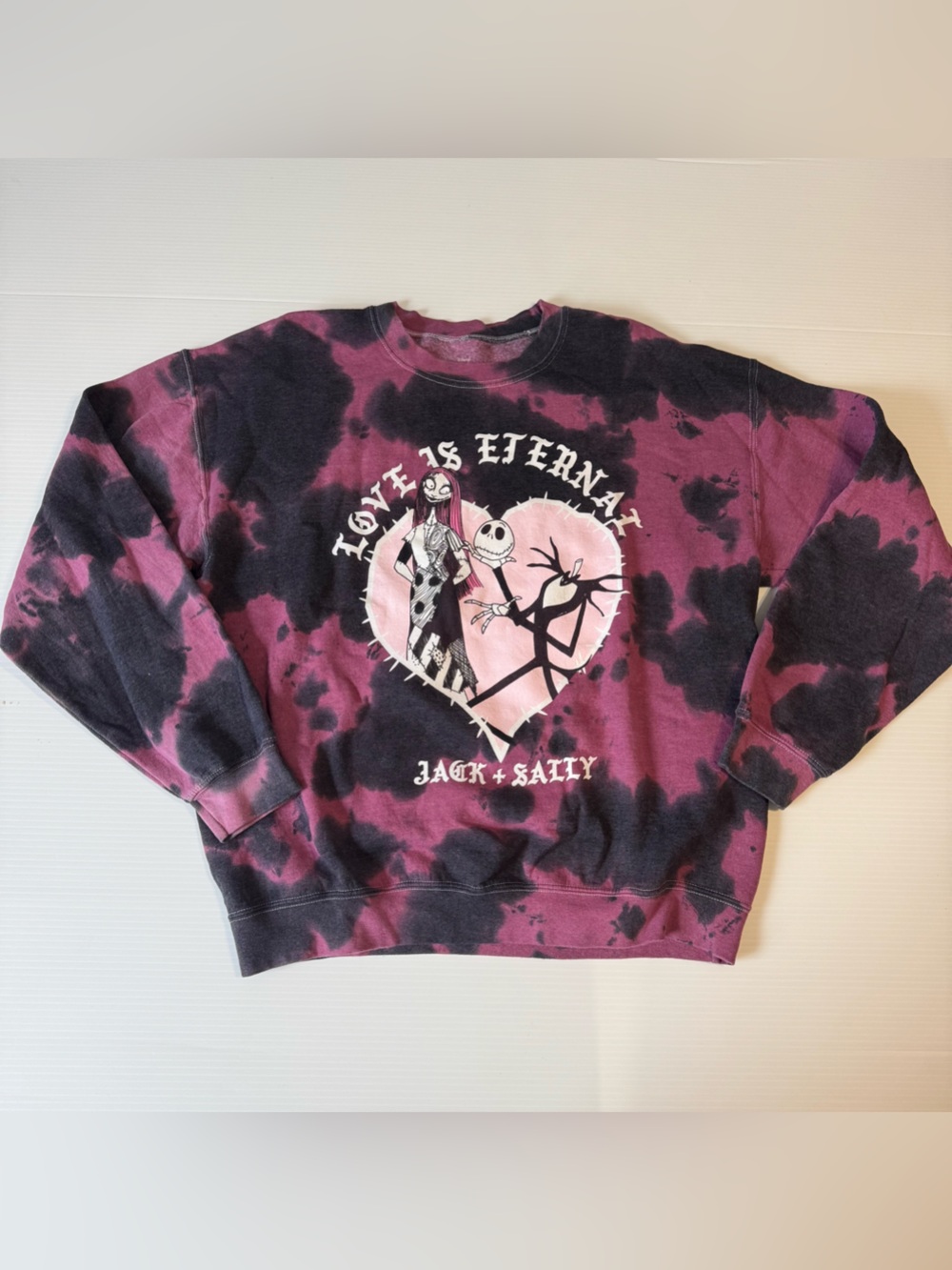 Disney Nightmare Before Christmas Jack Sally Love Eternal Tie Dye Sweatshirt L